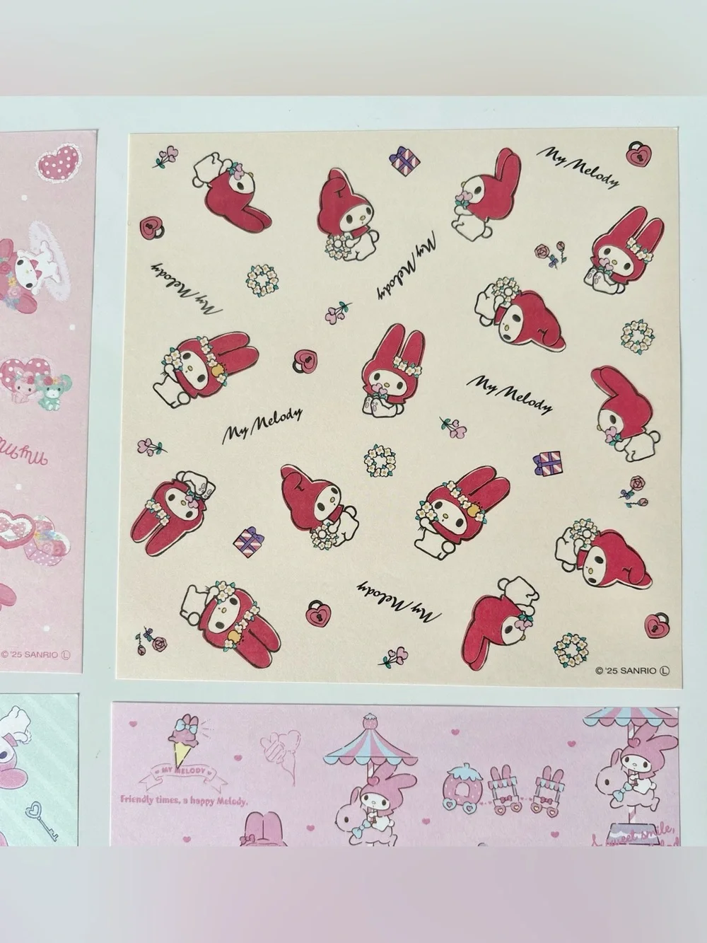 Sanrio My Melody Pastel Origami Sheet Set - 4 Designs Pink,Cream,Mint,Light Blue